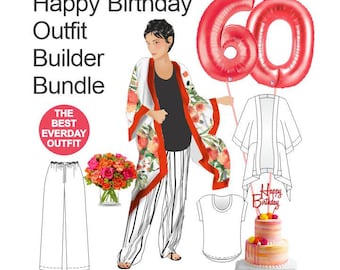 Kimono, T-Shirt & Pants Sewing Pattern Bundle: Women's Sizes 6-26