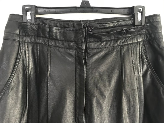 Vintage 1980s Paper Bag Waist Leather Pants
