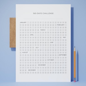 Planilha de Hábitos para 365 Dias | Desafio de 365 Dias | Planejador de Metas Imprimível (Download Digital)