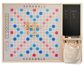 Large 3ft X 4ft Scrabble Board with Chalkboard & Magnetic tiles  - Magnetic Boardgame Art - Scrabble tiles - Gameroom Art