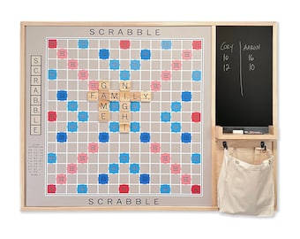 Large 3ft X 4ft Scrabble Board with Chalkboard & Magnetic tiles  - Magnetic Boardgame Art - Scrabble tiles - Gameroom Art