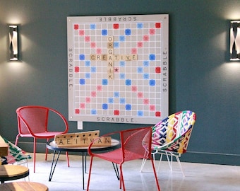 Life Size 5ft X 5ft Scrabble Board with Magnetic Tiles - Boardgame Art - Gameroom Art