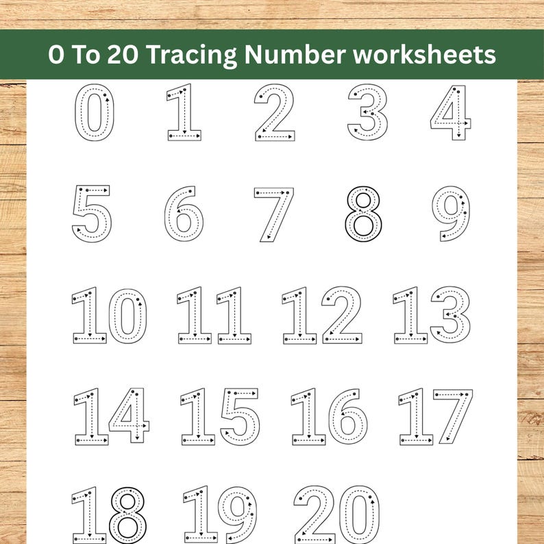 Number Tracing Worksheets 0-20 PDF, Preschool Math Counting Activities ...