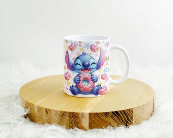 Taza personalizada de Stitch, taza de Stitch, regalo de Navidad, regalo de cumpleaños, regalo personalizado con el nombre Stitch