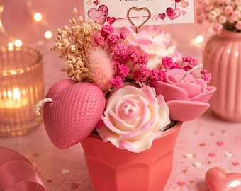 Bouquet de bougies en fleurs, bougies en bouquet de fleurs, idée cadeau originale fête des mamans, décoration d'intérieur, cadeau maîtresse