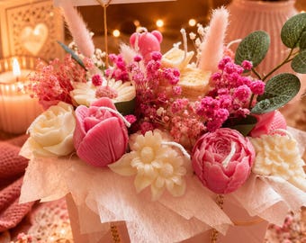 Bouquet de fleur bougie, cadeau maitresse ATSEM AVS, cadeau fin d'année scolaire, bouquet de bougie, bouquet de fondants, cadeau décoratif