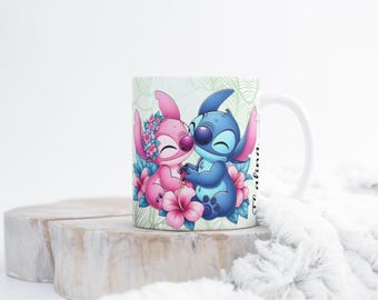 Taza personalizada de Stitch, taza de Stitch, regalo de Navidad, regalo de cumpleaños, regalo personalizado con el nombre Stitch