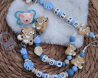 Clip para chupete personalizado Simba, nombre, clip para chupete personalizado, clip para bolígrafo, clip para chupete, clip para chupete, Savannah, El Rey León