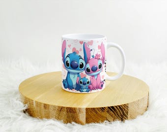 Personalisierte Stitch-Tasse, Stitch-Deko, Weihnachtsgeschenk, Geburtstagsgeschenk, personalisiertes Geschenk mit Stitch-Namen