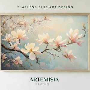 Magnolia Flower Art Print, Soft Floral Painting, Pastel Botanical Decor, Cottagecore Wall Artwork