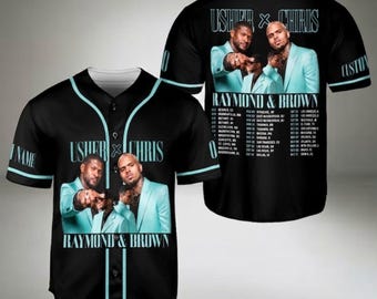 Honkbalshirt custom Usher en Chris Brown, shirt R&B Tour, shirt hiphopconcert, RnB-fankleding, shirt streetwear muziek