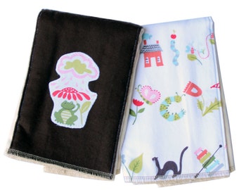 Woodland burp cloth set - Baby burp cloth - Modern burp cloths - Burp rags - set of 2, monogramming and personalization available