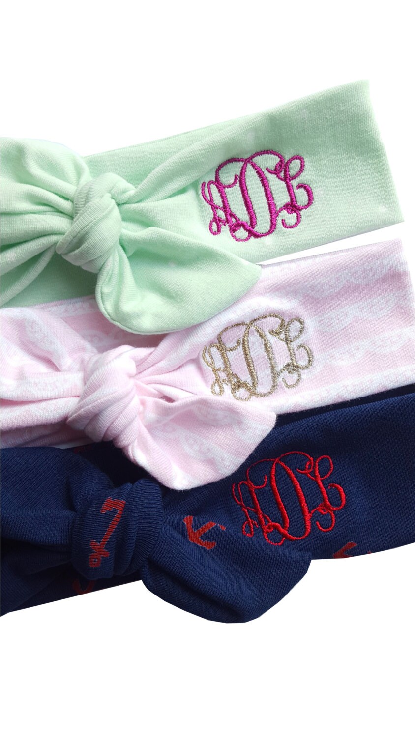 Monogrammed baby headband Personalized baby headbands Etsy