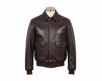 Y2k 'reed' Brown Leather Flight Jacket / Medium - Etsy
