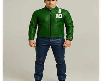Ben 10 cosplayset – groen leren jack en blauwe broek