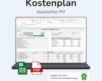 Cost Plan Excel Template – Clear and concise + PDF Guide | Budget Control / Project Management Template | One-Pager Download for Efficient Projects