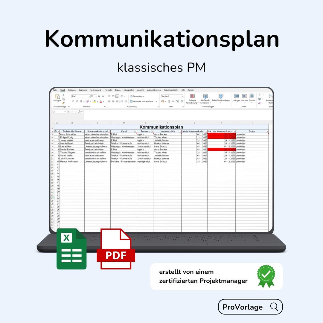 Communication Graph Excel Communication Plan Excel Template – Ready to Use + PDF Guide ...