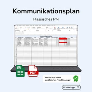 Communication Plan Excel Template – Ready to Use + PDF Guide | Communication Plan / PM Template | One-Pager Download for Projects
