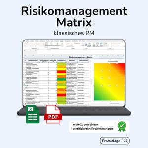 Risikomanagement Matrix Excel Vorlage – einfach anwendbar + PDF Guide | Risk Management / PM Template | One Pager Download für Projekte