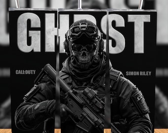 Ghost Soldier Tumbler Wrap 20oz Skinny Military Gamer Sublimation PNG Digital Download
