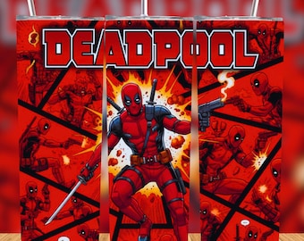 Envoltura de Taza Héroe de Acción Cómic PNG | Diseño de Sublimación Taza 20oz Skinny | Descarga Digital para Fans de Superhéroes