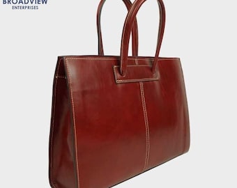 Handmade Italian Leather Tote Bag – Florence Style Laptop Carryall