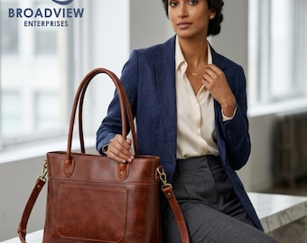 Handmade Italian Leather Tote - Genuine Women's Handbag - Elegant Large Work Carry - Luxury Gift