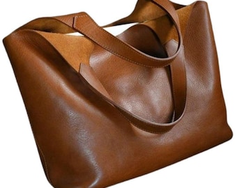 Handmade Genuine Leather Tote Bag for Women | Minimal Everyday Shoulder Bag