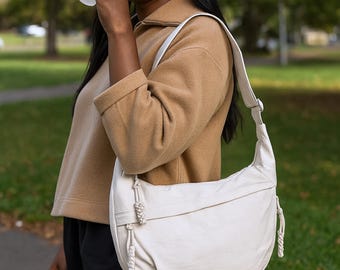 Bolso bandolera blanco informal, bolso de hombro para mujer, bolso escolar, bolso de viaje
