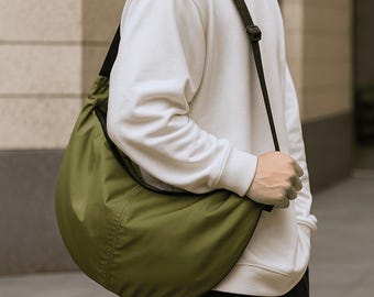 Green carry on bag, Weekender bag, Gym bag man, Waterproof sling bag for men, messenger bag men, canvas travel bag