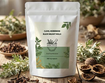 Clove, Wormwood, Black Walnut Hulls Vegan Capsules, Herbal Supplements, Organic Herbs