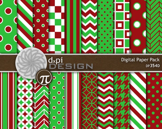 Scrapbook de Navidad brillante papel y para imprimir fondos Kelly verde y  rojo papel Digital vacaciones imágenes descarga inmediata DP354D -   España