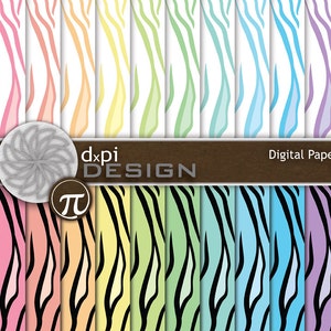 Pastel Tiger Stripes - Digital Animal Print Backgrounds - Pastel Rainbow Digital Paper & Scrapbook Images - Instant Download (DP238T)