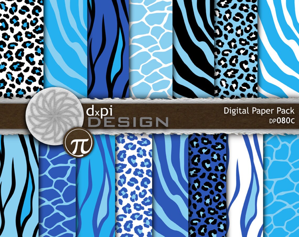 Blue Animal Prints Digital Paper & Printable Backgrounds - Etsy