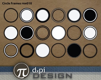 Digital Circle Frames - Round Clip Art Labels, Scrapbook Frames, and Printable Tags - Instant Download - Commercial Use Included (FRM010)