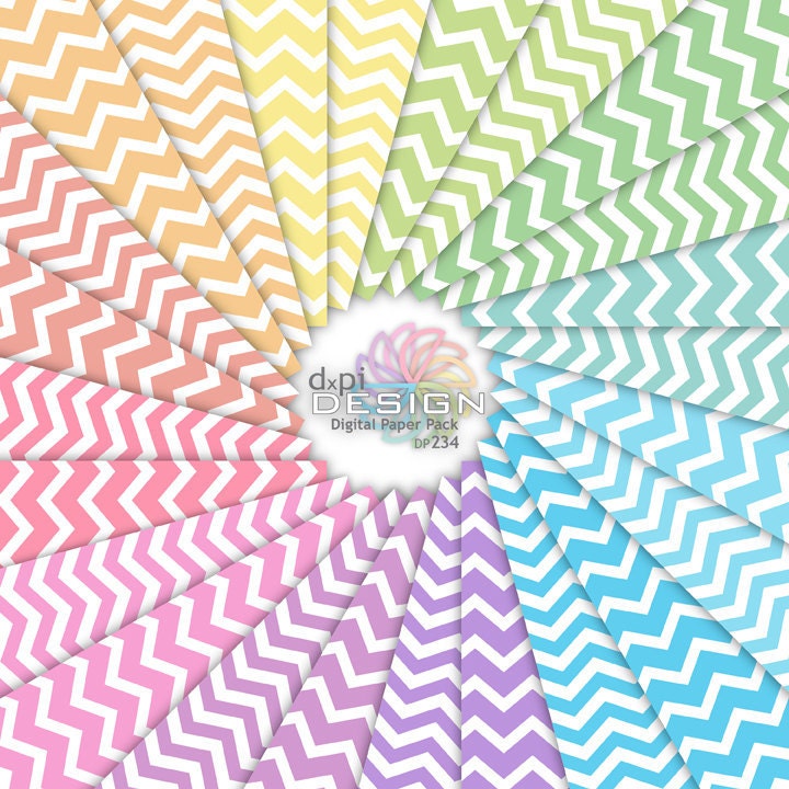 Pastel Chevron Digital Paper and Printable Backgrounds - Bright Pastel ...
