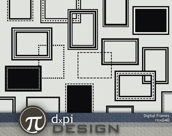 Marcos digitales rectangulares para scrapbooking, etiquetas, rótulos y manualidades - Etiquetas digitales imprimibles - Descarga instantánea (FRM040)