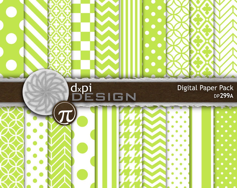 Chartreuse Digital Scrapbooking Papers & Printable Background Patterns ...