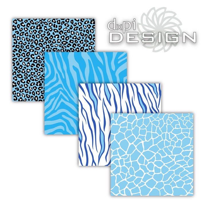 Blue Animal Prints Digital Paper & Printable Backgrounds | Etsy