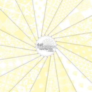 LEMON ICE - Pastel Yellow Damask Digital Scrapbook Paper - Light Yellow Printable Damask Background Patterns - Instant Download (DP242C)
