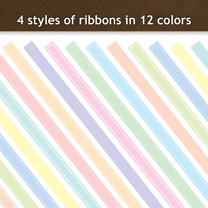 Digital Scrapbook Ribbons Printable Clip Art Ribbons and Etsy