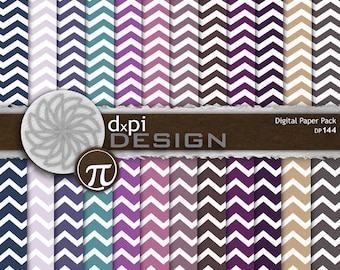 Digitale Chevron-Hintergrundmuster & digitales Scrapbook-Papier in Blau, Lila und Rosa für Kunsthandwerk, digitale Alben, Kartenherstellung (DP144)
