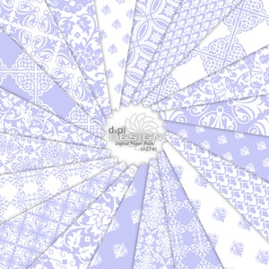 Periwinkle Damask Digital Paper and Printable Backgrounds - Lavender Damask Scrapbook Patterns for DIY Weddings - Instant Download (DP274C)