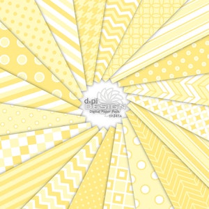 Light Yellow Digital Scrapbook Paper & Printable Background Images - Bright Yellow Designs, Classic Patterns - Instant Download (DP341A)