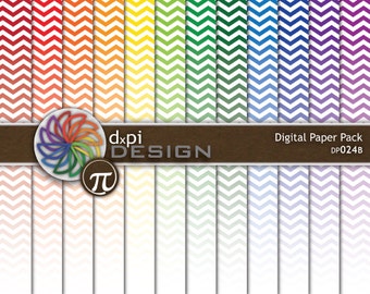 Ombre Chevrons - Digital Paper Pack und Bilder für Scrapbook - Druckbare Hintergründe mit Farbverlauf - Sofortiger Download (DP024B)