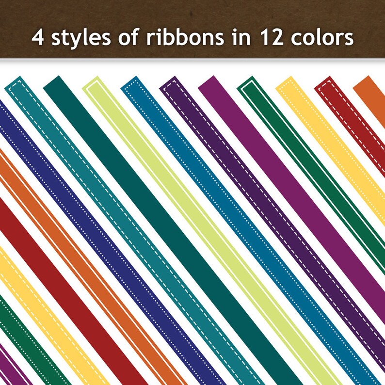 Digital Scrapbook Ribbons Printable Clip Art Ribbons and Etsy