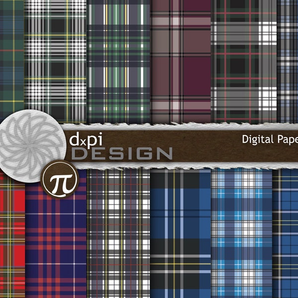 School Plaid Digital Paper - Traditional Tartan Patterns and School Uniform Plaids as Digital Backgrounds - Instant Download (DP092D)