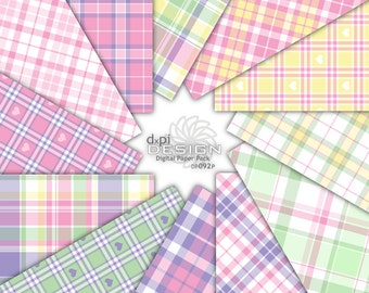 PASTEL PLAID - Digital Paper & Printable Plaid Backgrounds in light spring colors for scrapbook and baby showers - Instant Download (DP092P)