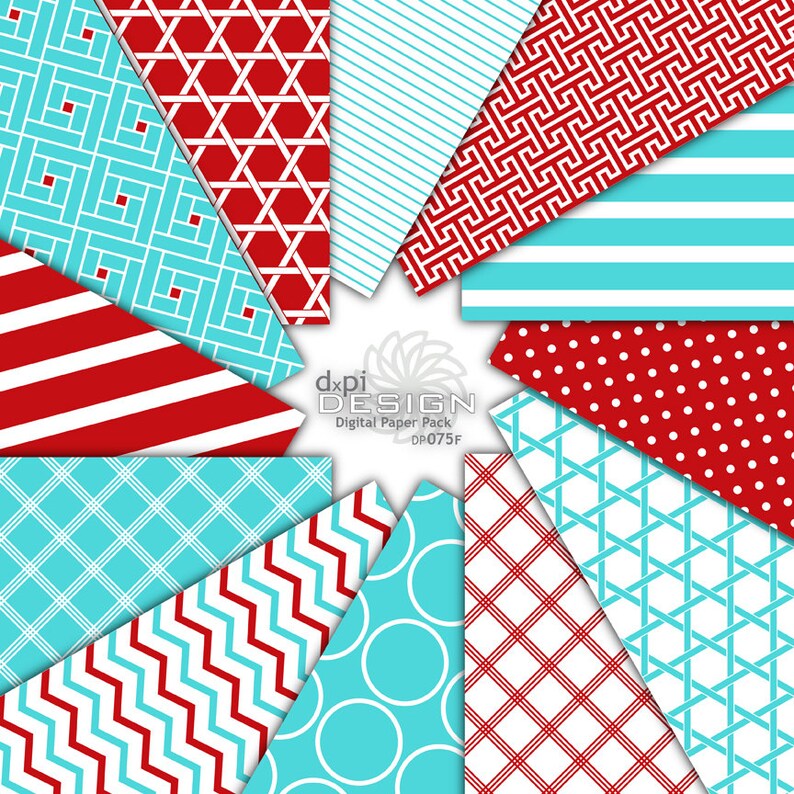 Red & Turquoise Digital Images and Printable Background Patterns ...