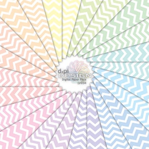 Pastel Chevron Digital Paper and Printable Backgrounds - Soft Pastel Digital Scrapbook Paper for Baby Showers - Instant Download (DP034)